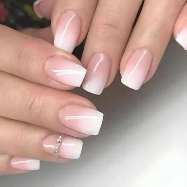 Pink to white ombre nails